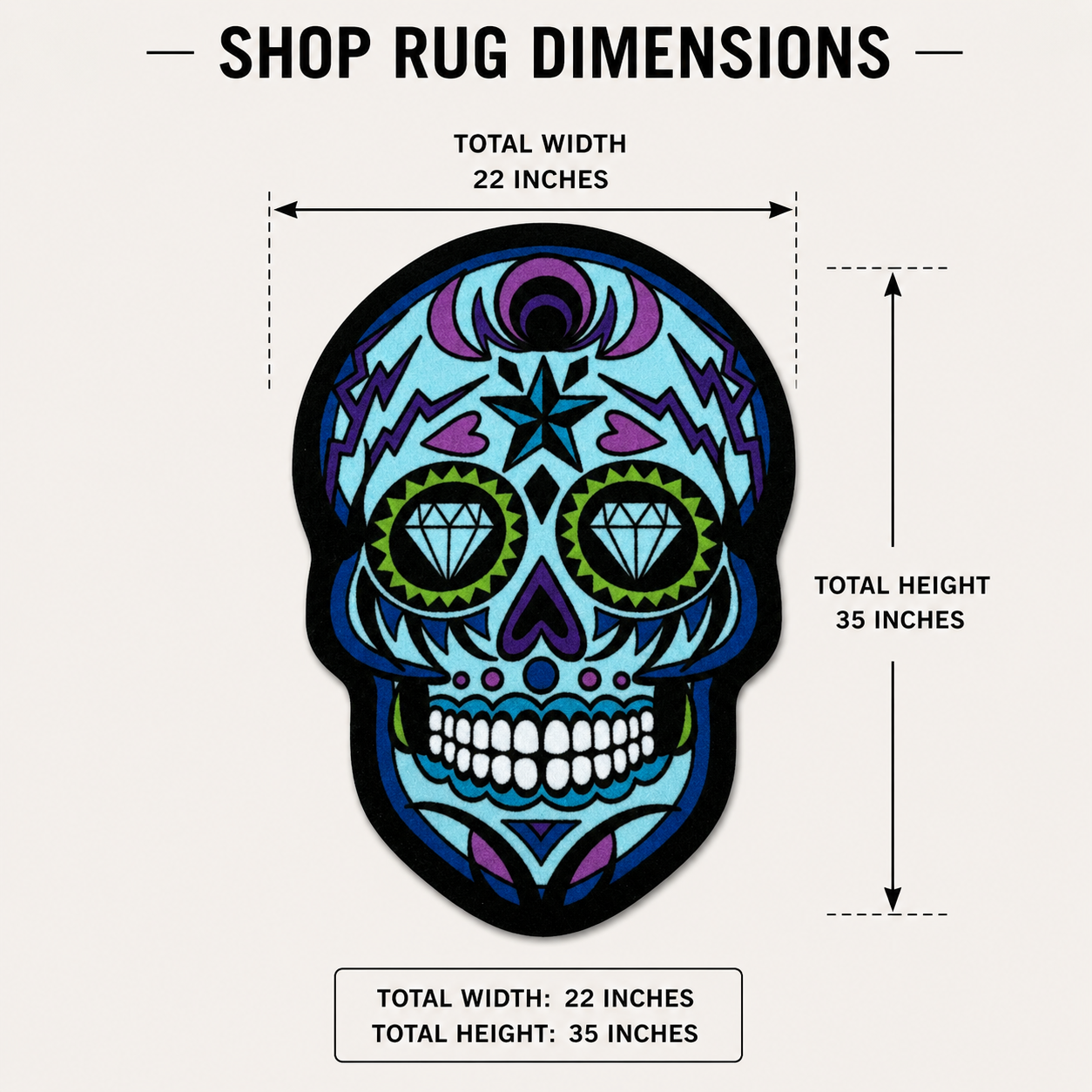 Blue Sugar Skull | Golf Shop Mat Rug | Golf Accessory