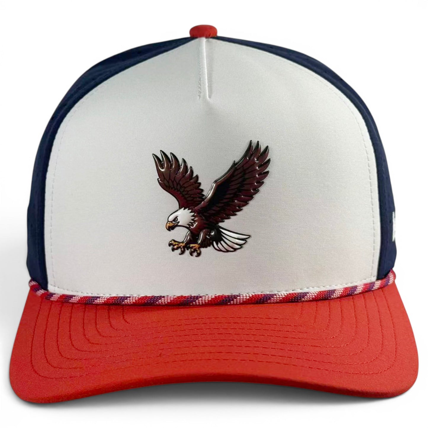 Freedom Flight Golf Hat | Snapback Cap | Built-in Magnetic Ball Marker Holder + Marker Included | Adjustable USA Eagle Red White Blue
