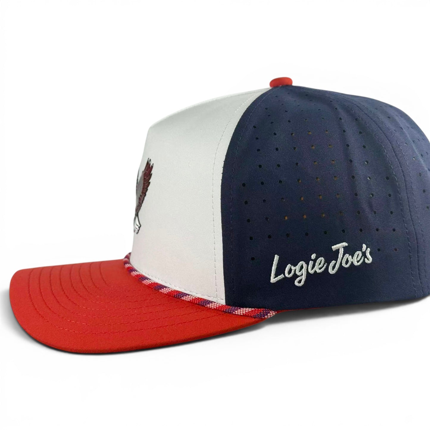 Freedom Flight Golf Hat | Snapback Cap | Built-in Magnetic Ball Marker Holder + Marker Included | Adjustable USA Eagle Red White Blue
