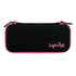This Black/Pink Golf Accessory Case is a zippered hard shell organizer with pink edging, carabiner clip, and "Logie Joes GOLF" in pink on the lower right—ideal for tees, ball markers, divot tools, and your glove.