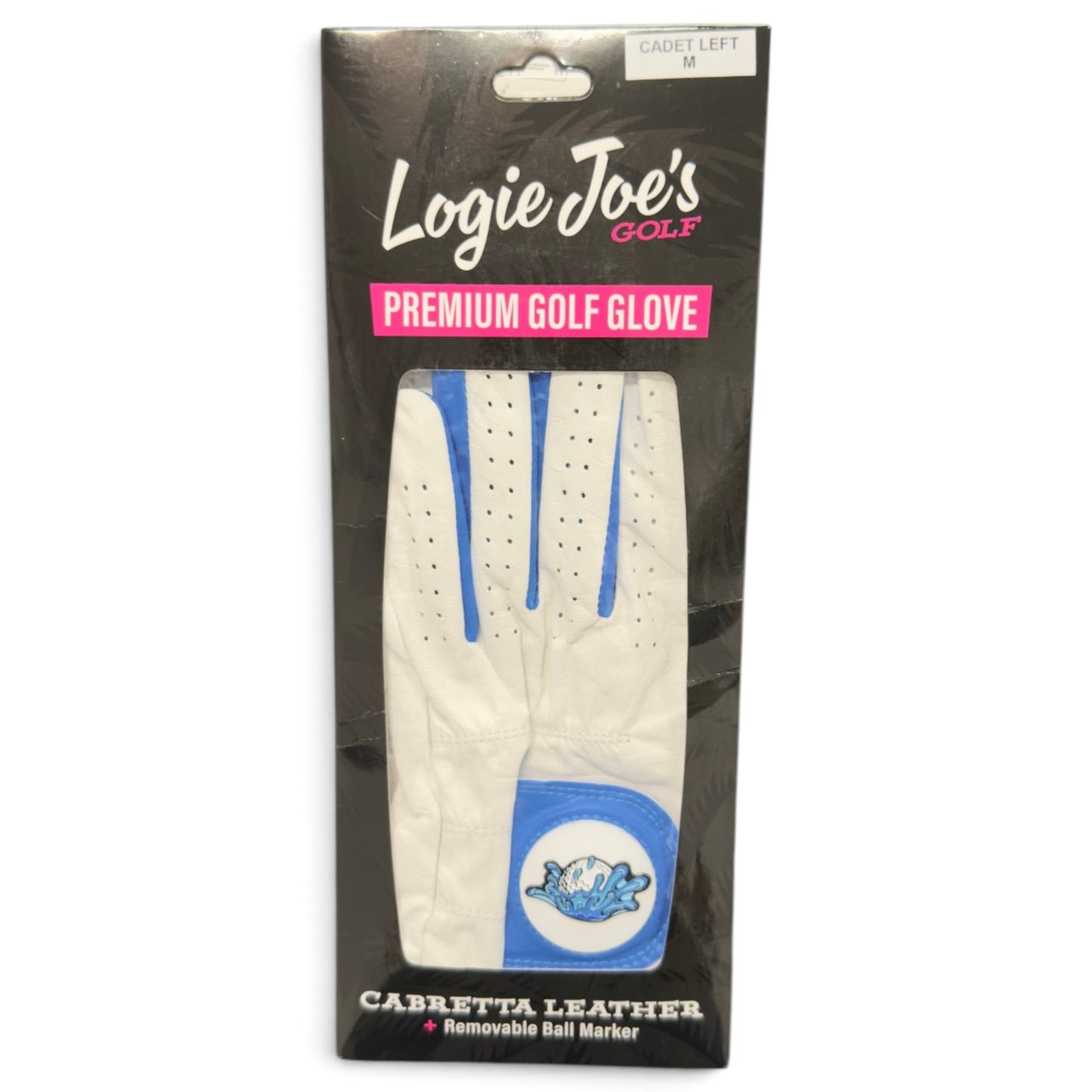 Water Ball Cabretta Leather Golf Glove | Premium Golf Glove with Magnetic Ball Marker | Left & Right Hand | Standard & Cadet Sizes