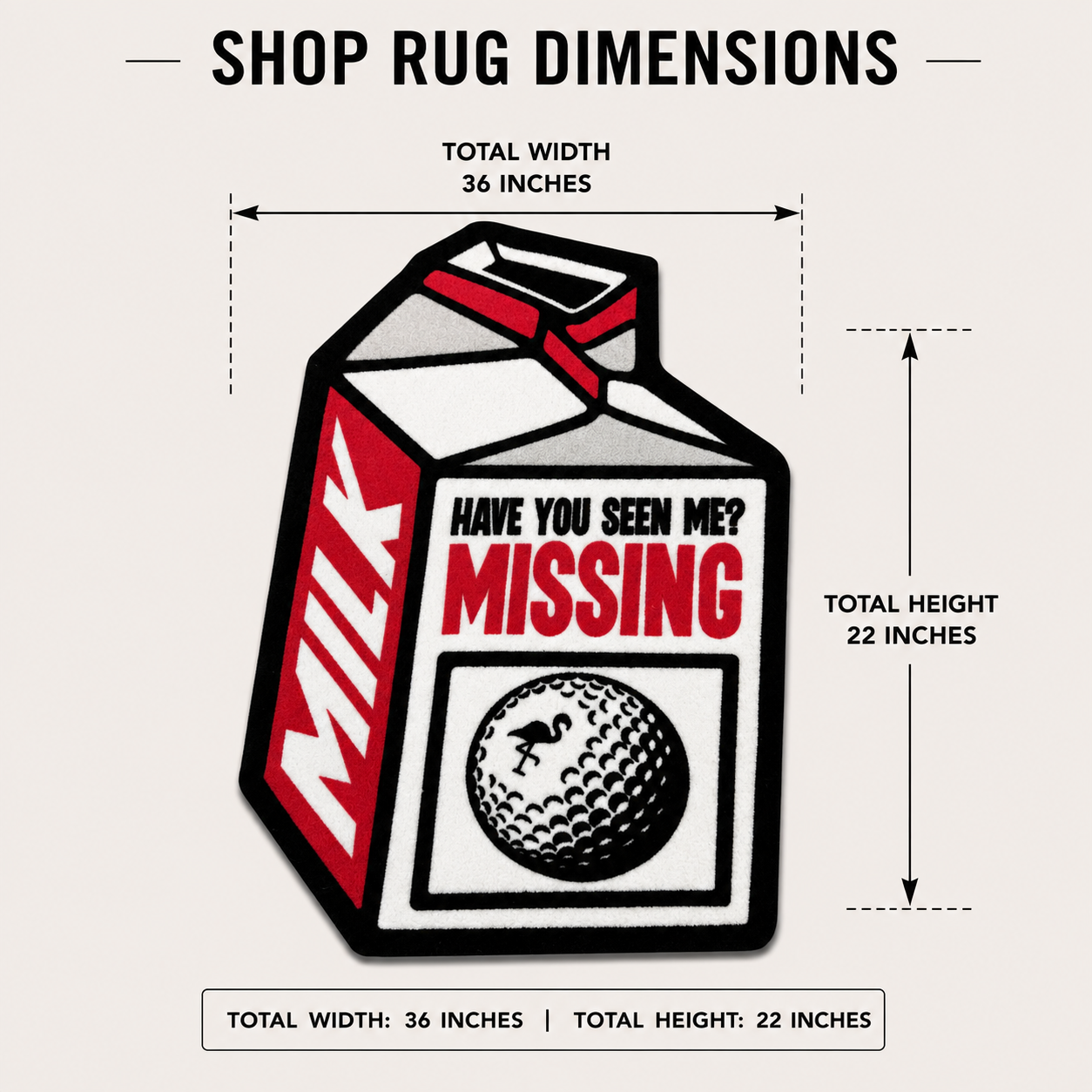Missing Ball Milk Carton | Golf Shop Mat Rug | Golf Accessory