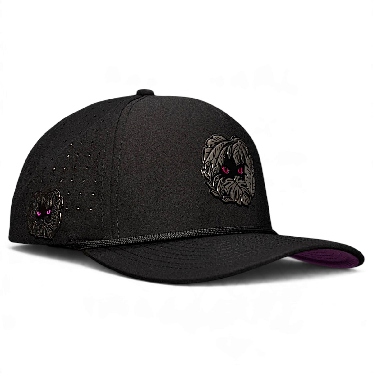 Night Stalker Golf Hat | Snapback Cap | Built-in Magnetic Ball Marker Holder + Marker Included | Adjustable | Animal Eyes Black