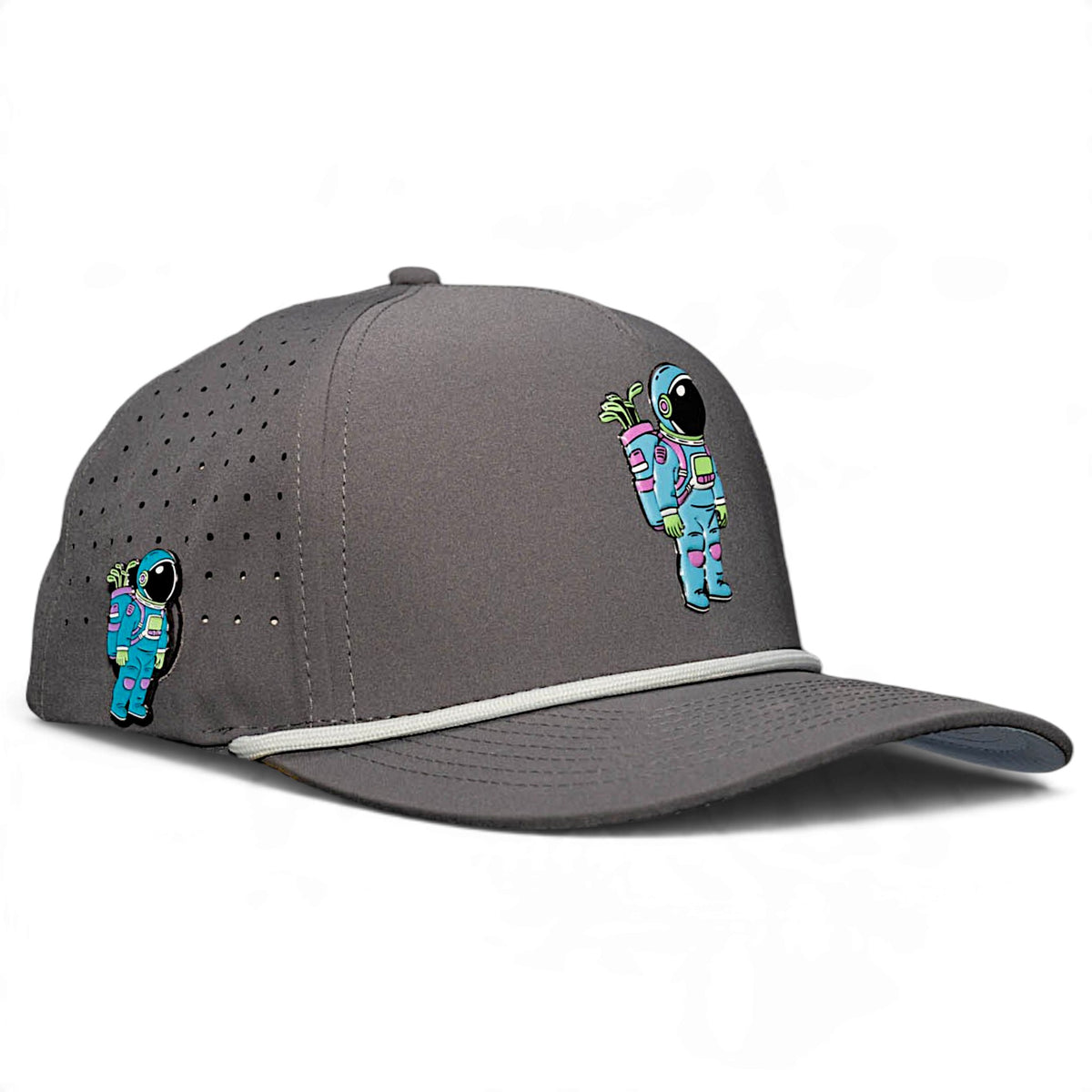 Youth Astronaut Walker Golf Hat | Snapback Cap | Built-in Magnetic Ball Marker Holder + Marker Included | Adjustable Gray | Kids