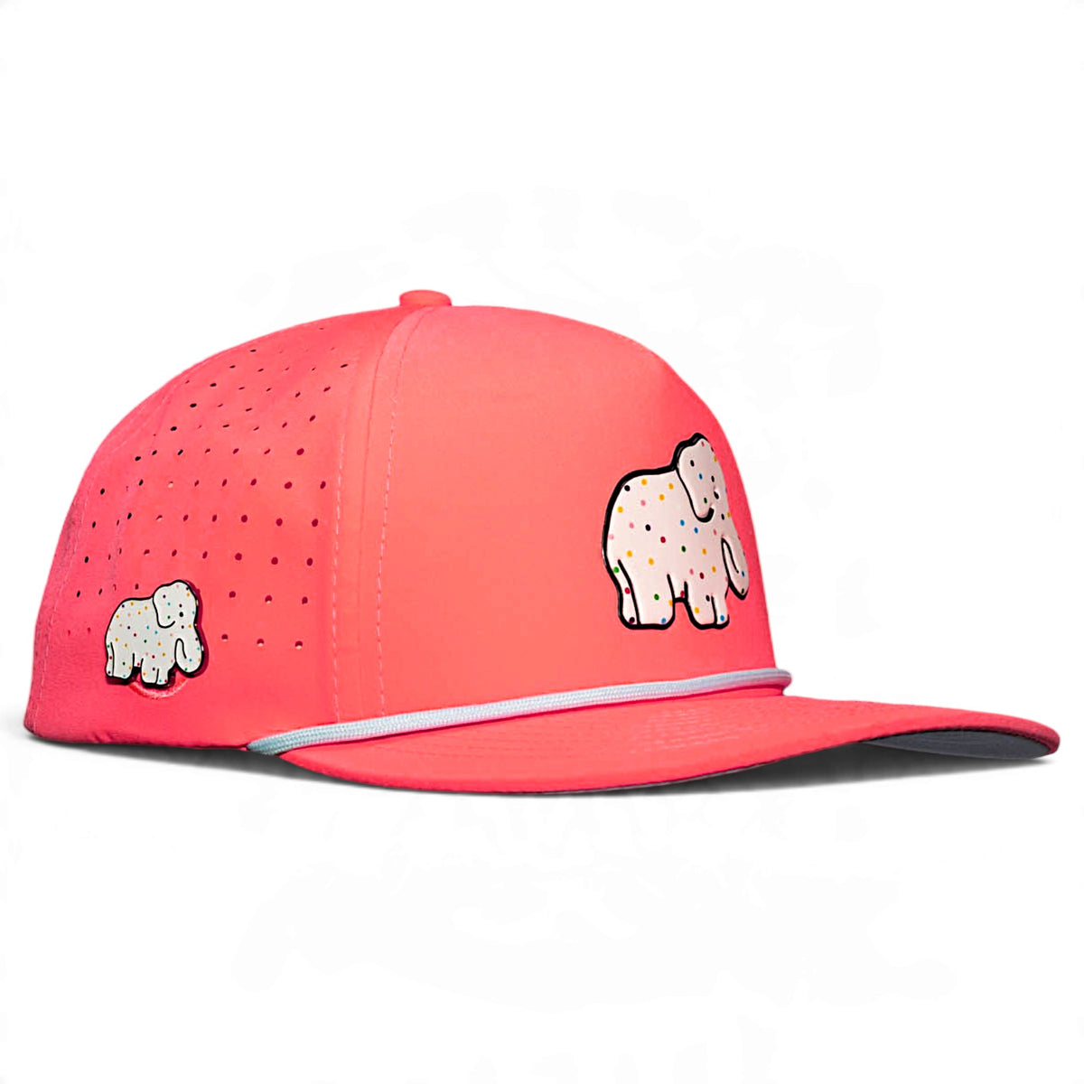 Frosted Elephant Golf Hat | Snapback Cap | Built-in Magnetic Ball Marker Holder + Marker Included | Adjustable | Elephant Cookie Pink