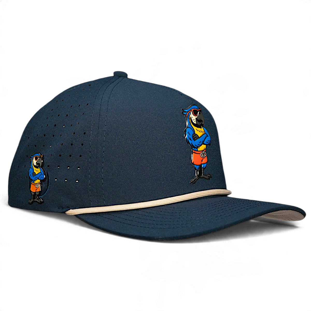 Parrot Patrol Golf Hat | Snapback Cap | Built-in Magnetic Ball Marker Holder + Marker Included | Adjustable Steel Blue Parrot
