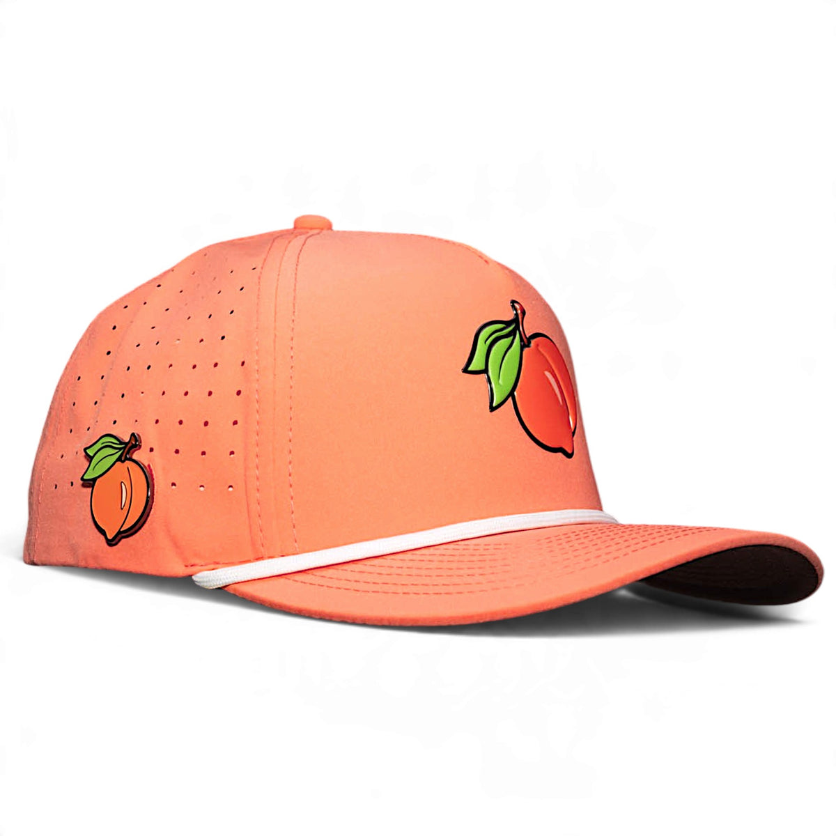 Just Peachy Golf Hat | Snapback Cap | Built-in Magnetic Ball Marker Holder + Marker Included | Adjustable Peach