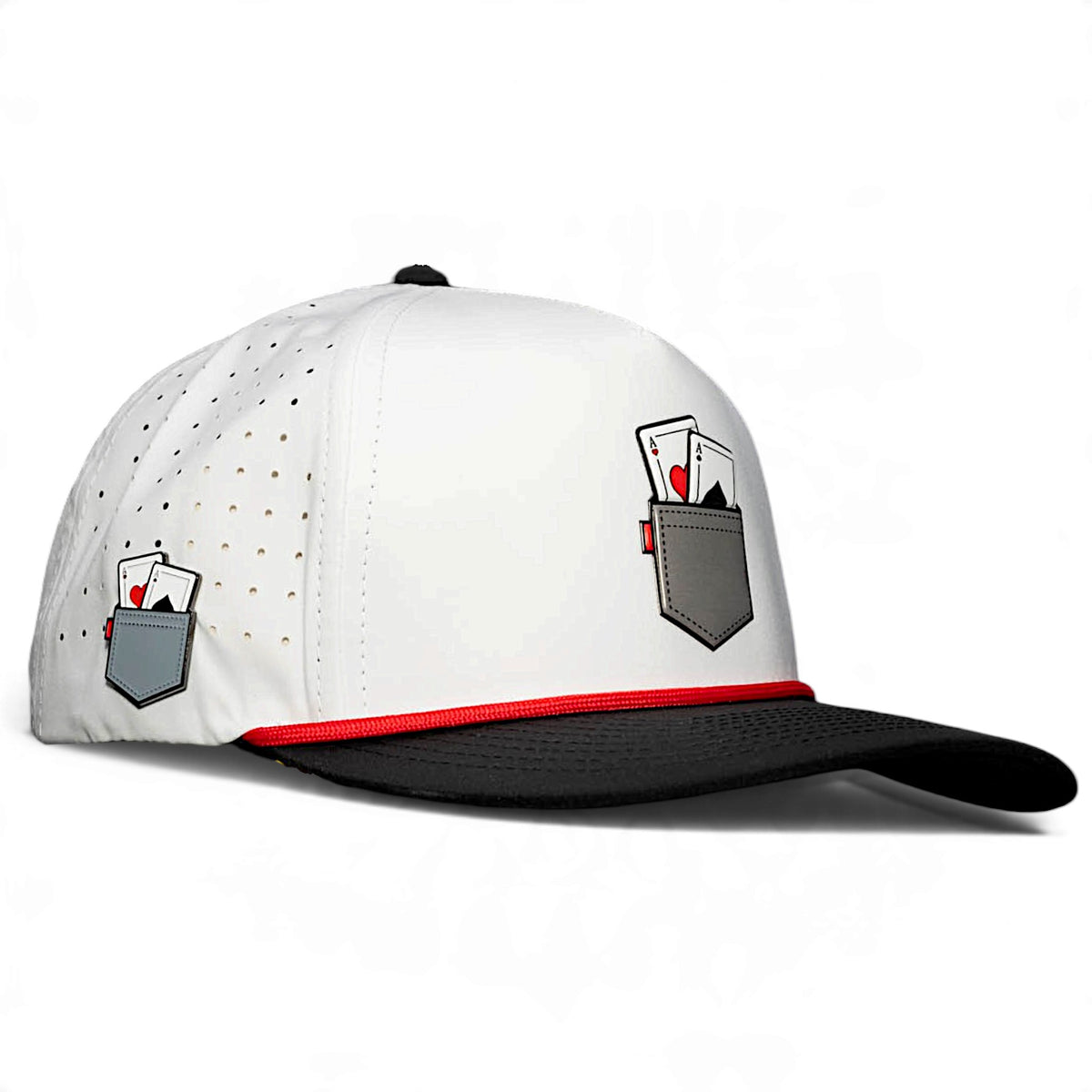 Pocket Aces Golf Hat | Snapback Cap | Built-in Magnetic Ball Marker Holder + Marker Included | Adjustable Gray & Black