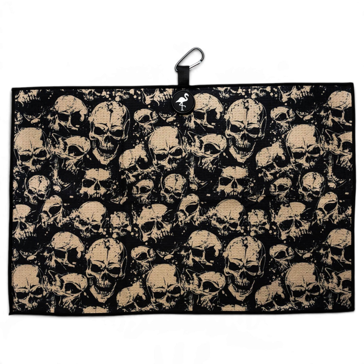 Bone Yard Golf Towel | 24” x 16” Microfiber Towel | Magnetic Clip & Carabiner | Premium Golf Accessory | Grunge Skulls