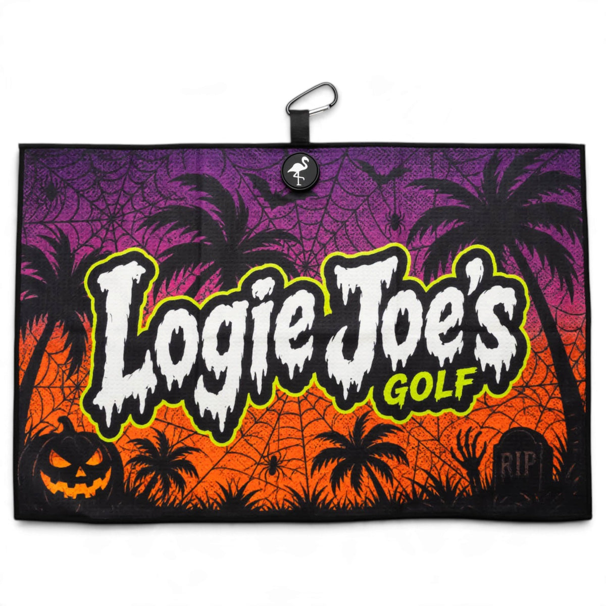 Haunted Palms Golf Towel | 24” x 16” Microfiber Towel | Magnetic Clip & Carabiner | Premium Golf Accessory | Halloween