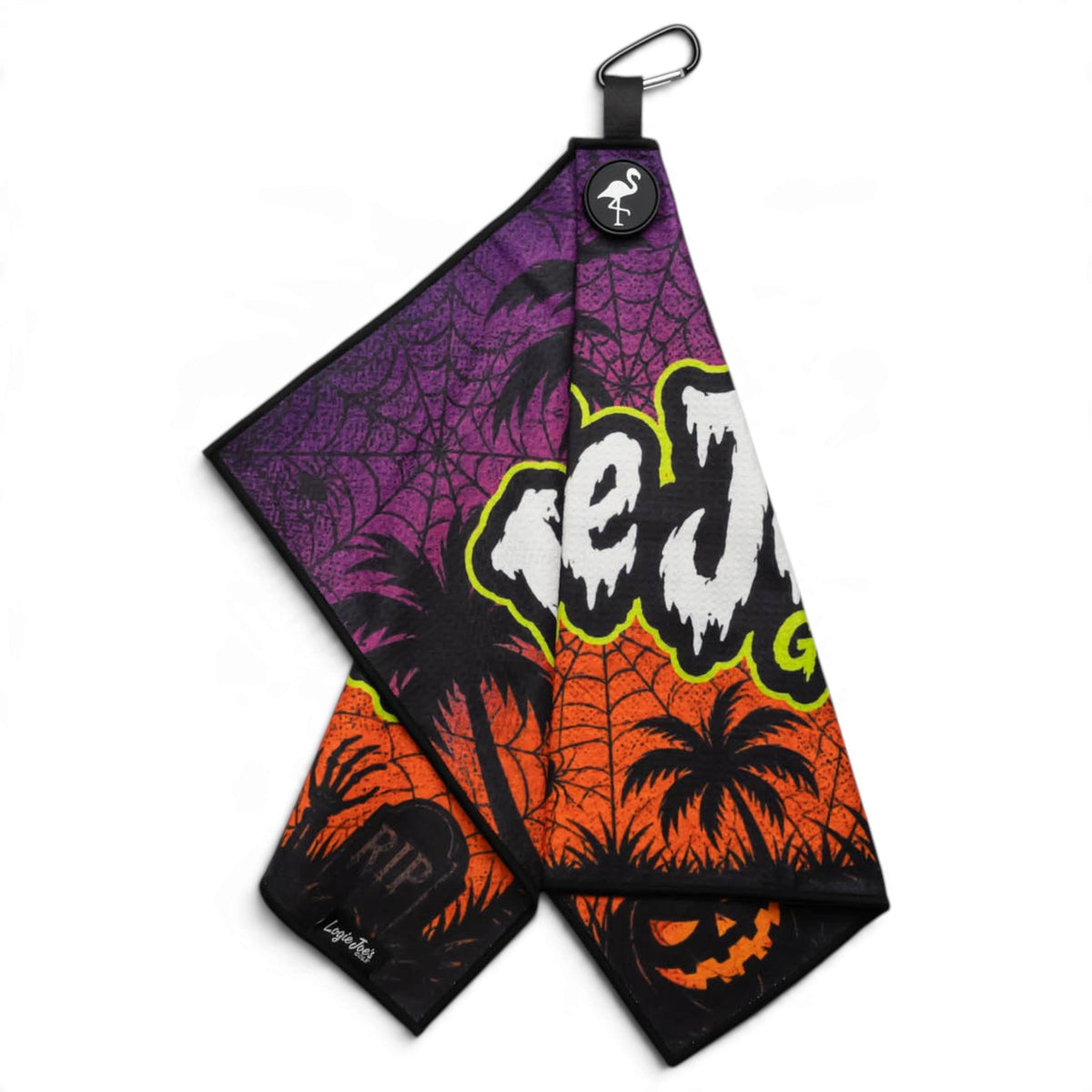 Haunted Palms Golf Towel | 24” x 16” Microfiber Towel | Magnetic Clip & Carabiner | Premium Golf Accessory | Halloween