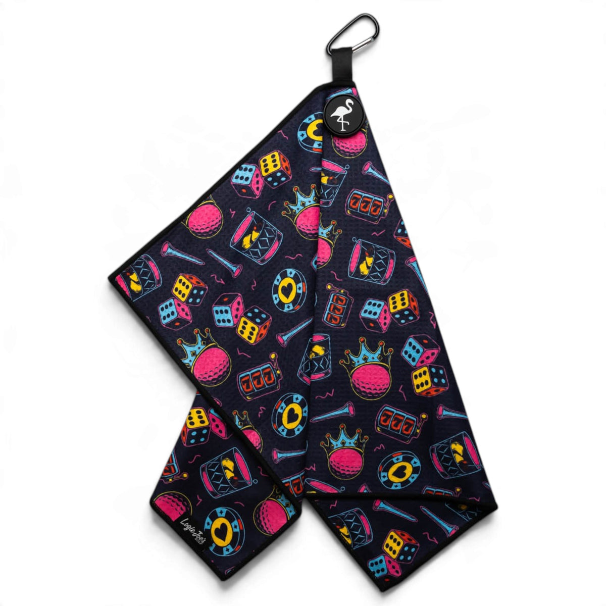 High Roller Golf Towel | 24” x 16” Microfiber Towel | Magnetic Clip & Carabiner | Premium Golf Accessory | Casino Poker