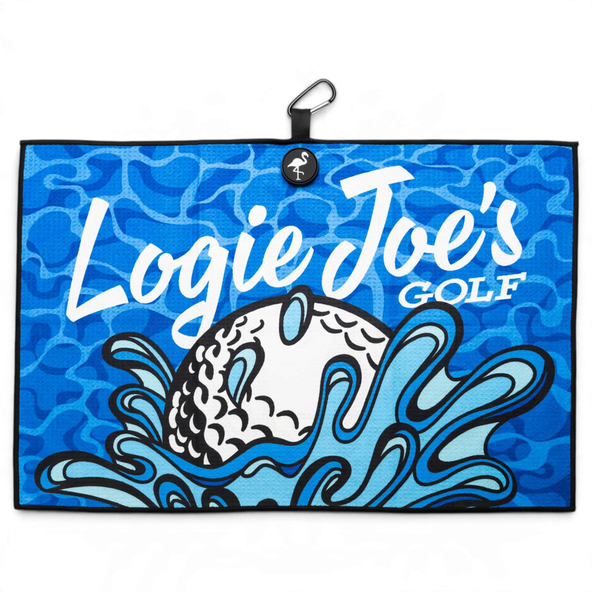 Water Ball Golf Towel | 24” x 16” Microfiber Towel | Magnetic Clip & Carabiner | Premium Golf Accessory | Water Blue Golf Ball
