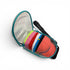 Hat Caddy with clear bag holding colorful hats, featuring text on benefits and uses. travel, hat case, hat caddy, travel gear, hat storage, hat organizer, airport, golf, golf accessories, baseball caps, snapback, trucker hats, gift