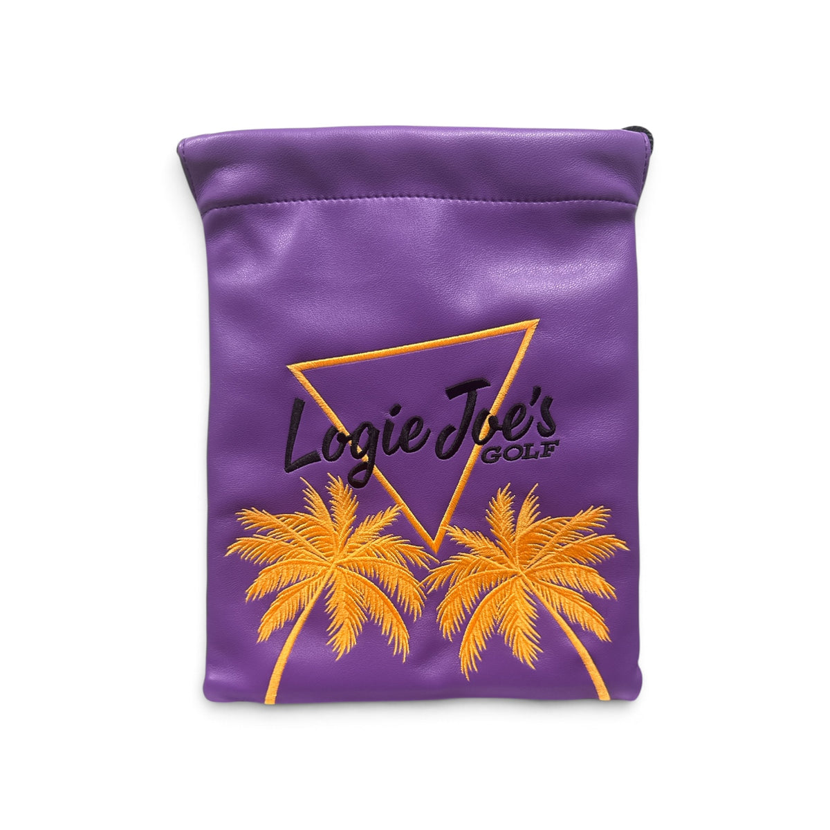 Logie Joe’s Golf Valuables Pouch | Embroidered Golf Accessory Bag for Phone, Wallet, Keys & Personal Items | Purple/Orange