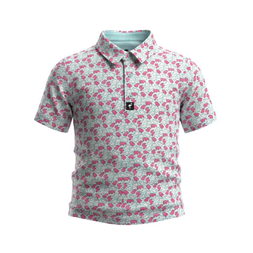 Youth Frosted Animal Cookie Golf Polo | Performance Stretch Golf Shirt | Moisture-Wicking Athletic Polo