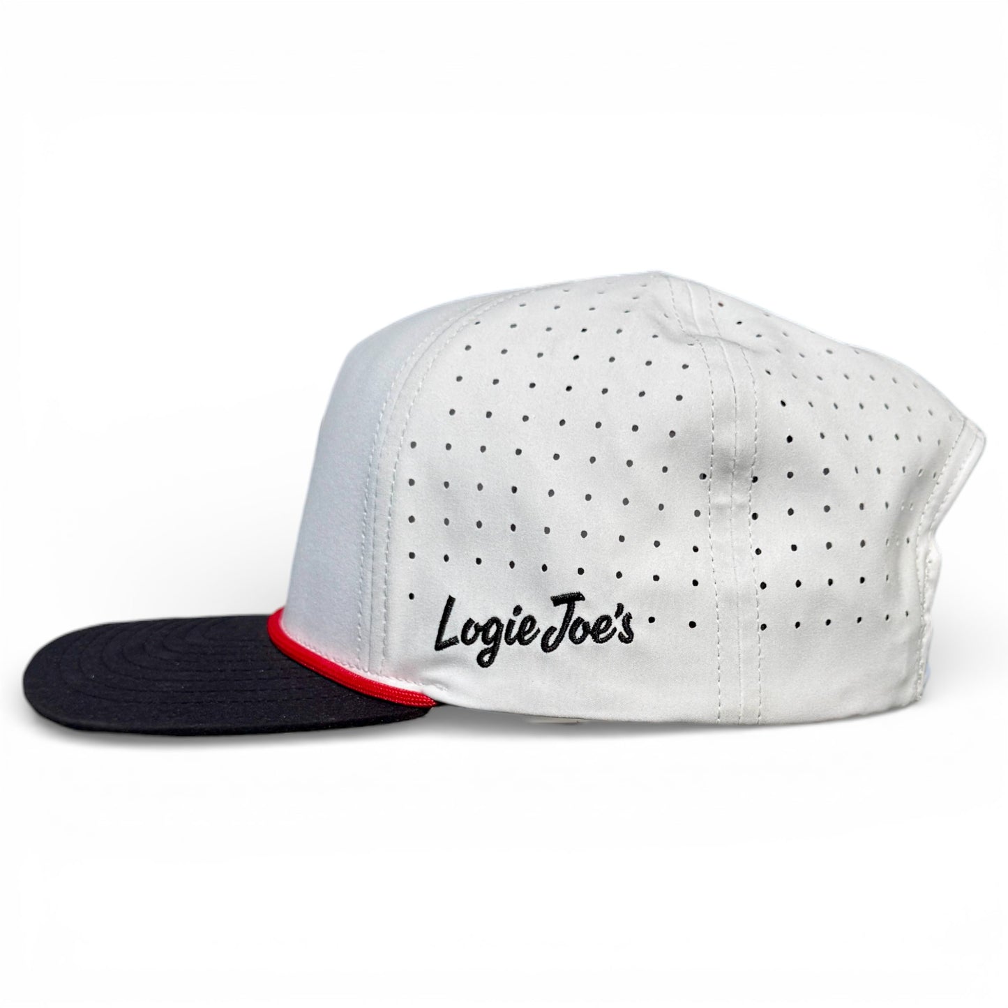 A gray and black Pocket Aces Golf Hat snapback cap with an adjustable fit, built-in magnetic ball marker holder, and marker included. Shown against a white background.