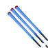Three golf clubs with 360 Golf Grips (3 Pack RWB), featuring high-traction blue, white, and red rubber grips, arranged parallel on a white background.