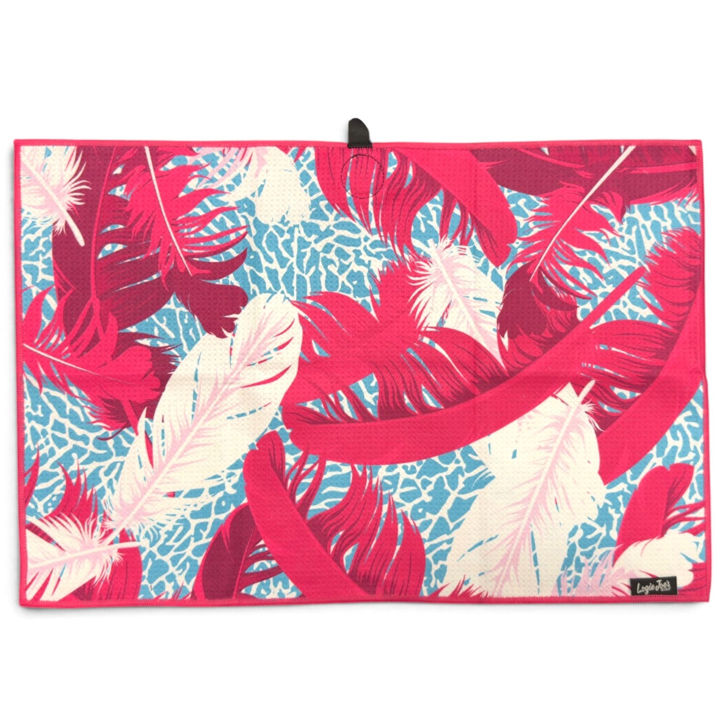 Elephant Meets Flamingo Golf Towel | 24” x 16” Microfiber Towel | Magnetic Clip & Carabiner | Premium Golf Accessory