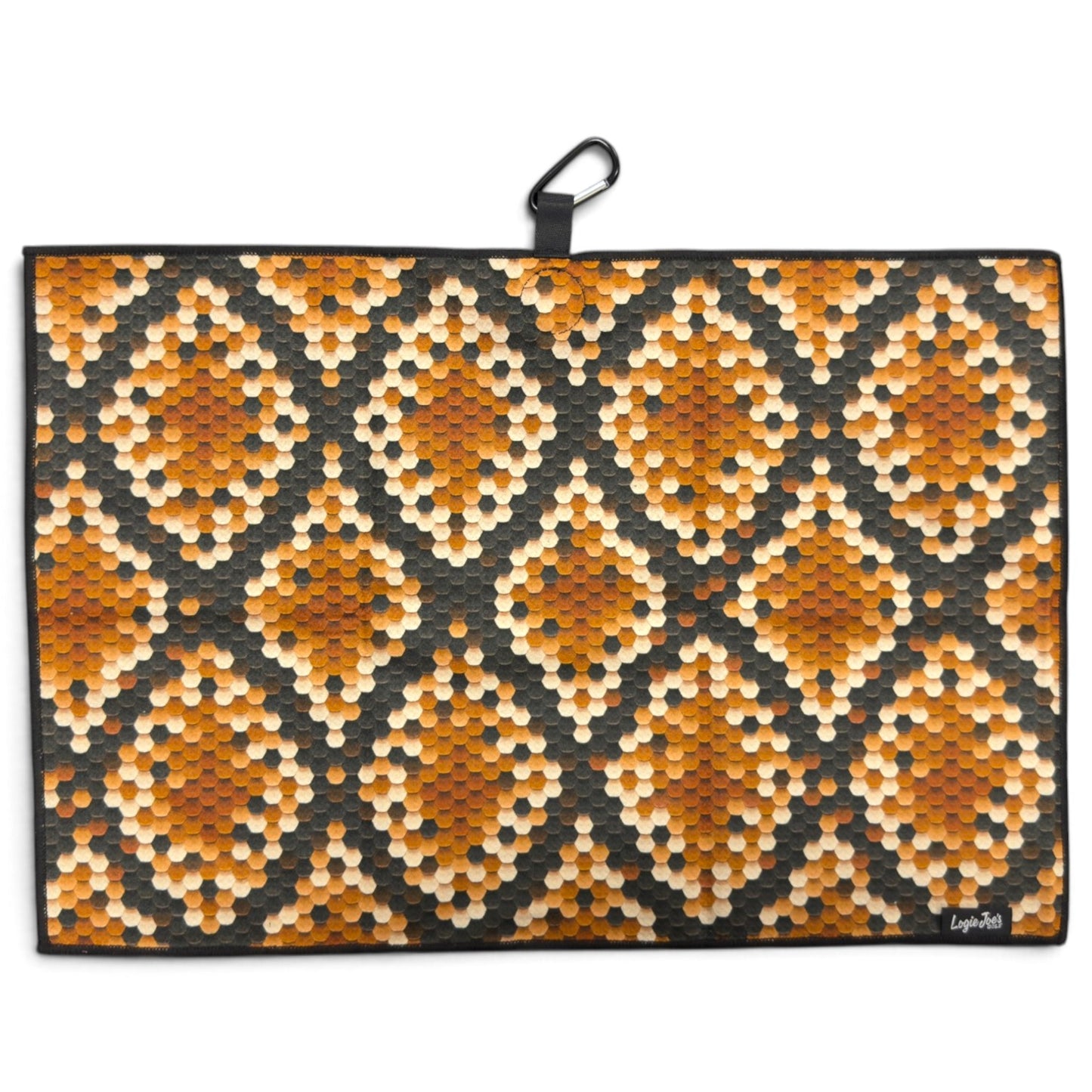 Real Snake Skin Golf Towel | 24” x 16” Microfiber Towel | Magnetic Clip & Carabiner | Premium Golf Accessory