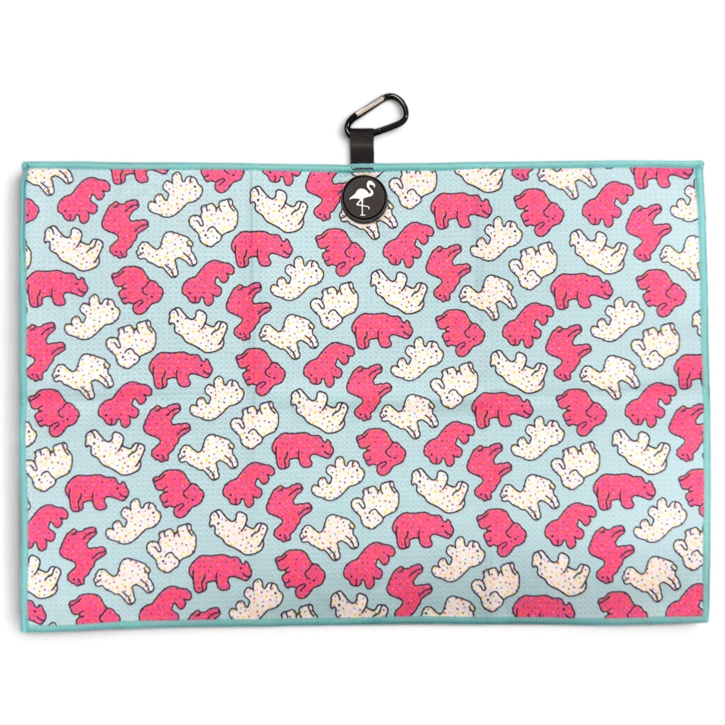 Frosted Animal Cookie Golf Towel | 24” x 16” Microfiber Towel | Magnetic Clip & Carabiner | Premium Golf Accessory