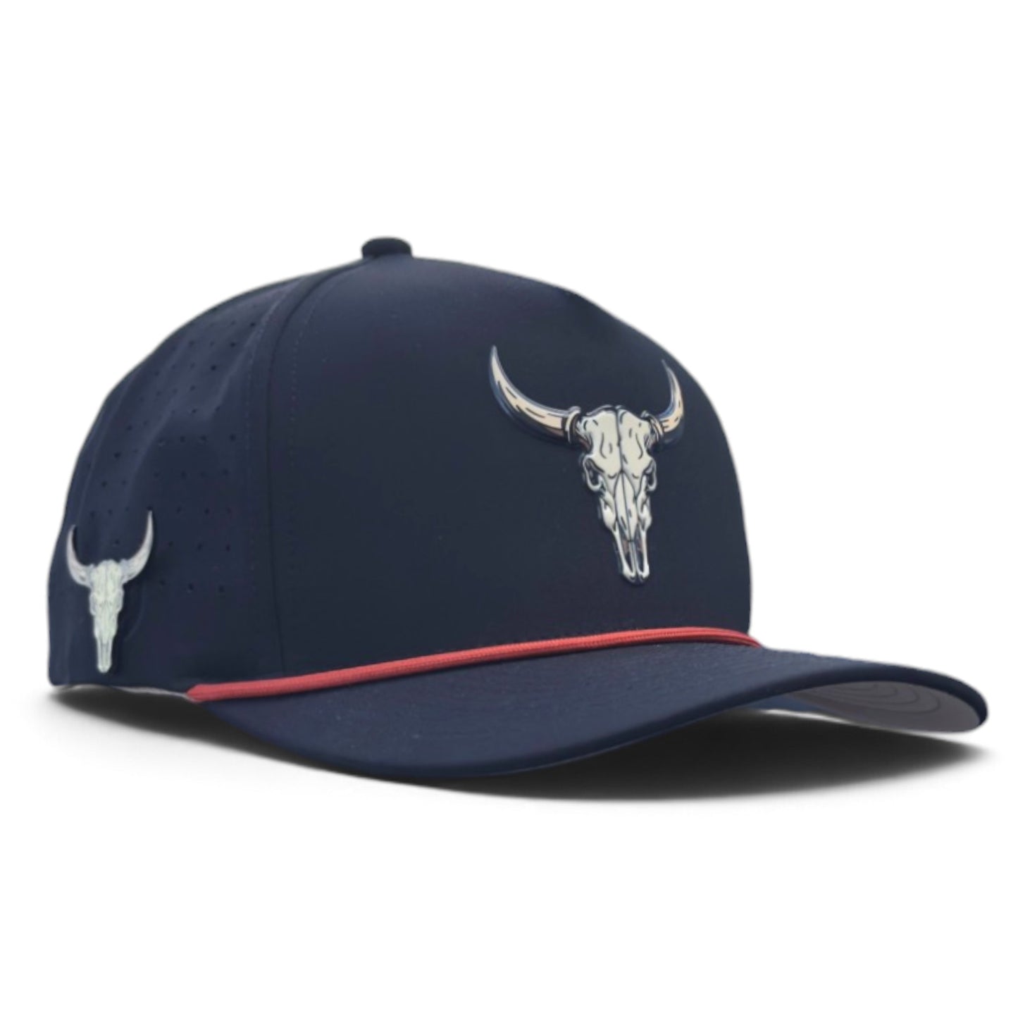 Outlaw Golf Hat | Snapback Cap | Built-in Magnetic Ball Marker Holder + Marker Included | Adjustable | Bull Skull
