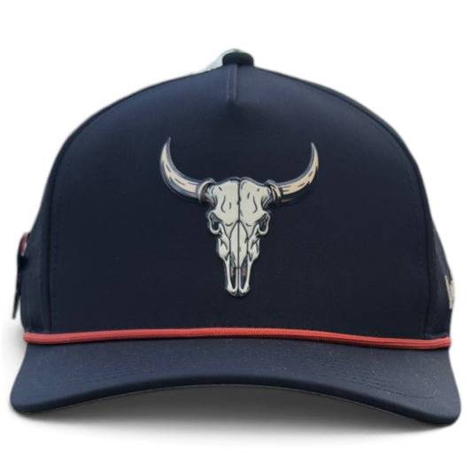 Outlaw Golf Hat | Snapback Cap | Built-in Magnetic Ball Marker Holder + Marker Included | Adjustable | Bull Skull