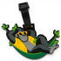 The Banana Hammock Clip-On Tag shows a cartoon gorilla in yellow sunglasses and shirt relaxing in a green hammock. This playful multi-use bag and travel tag has a black top strap, perfect for bags or as a golf accessory.