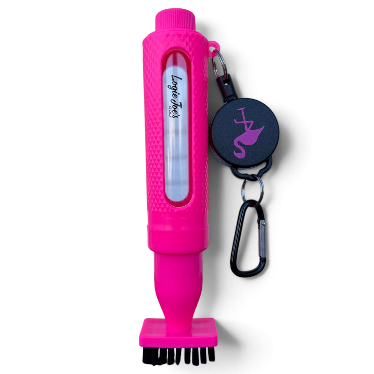 Pink Logie Joe's Club Scrub Brush | Refillable Golf Club Cleaner | Retractable Clip, Strong Bristles & Golf Bag Attachment