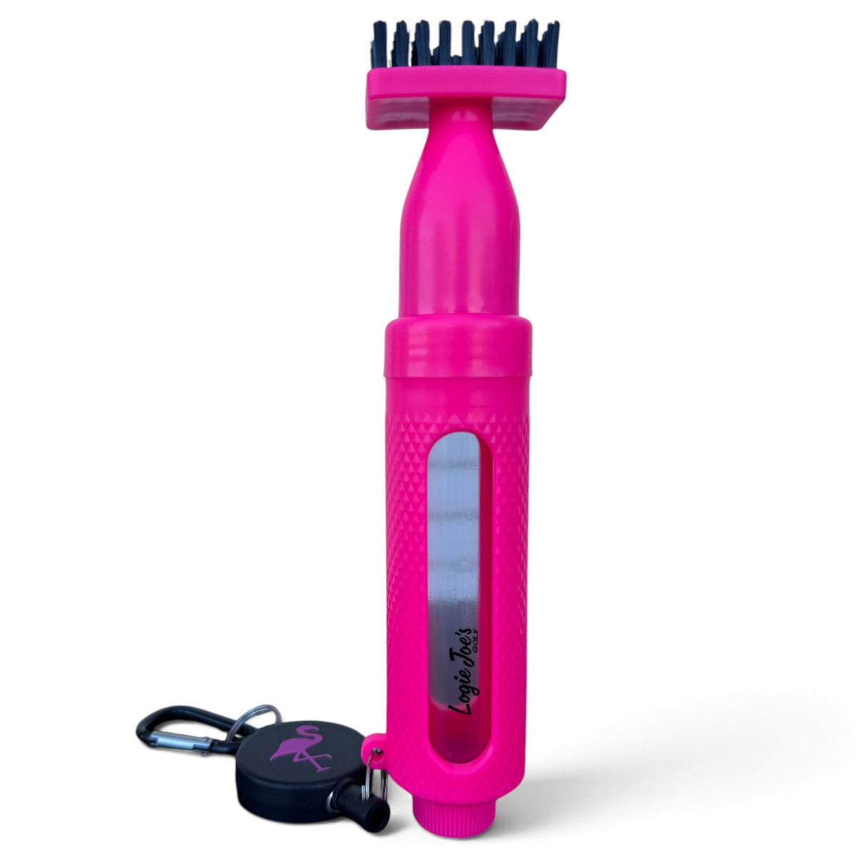 Pink Logie Joe's Club Scrub Brush | Refillable Golf Club Cleaner | Retractable Clip, Strong Bristles & Golf Bag Attachment