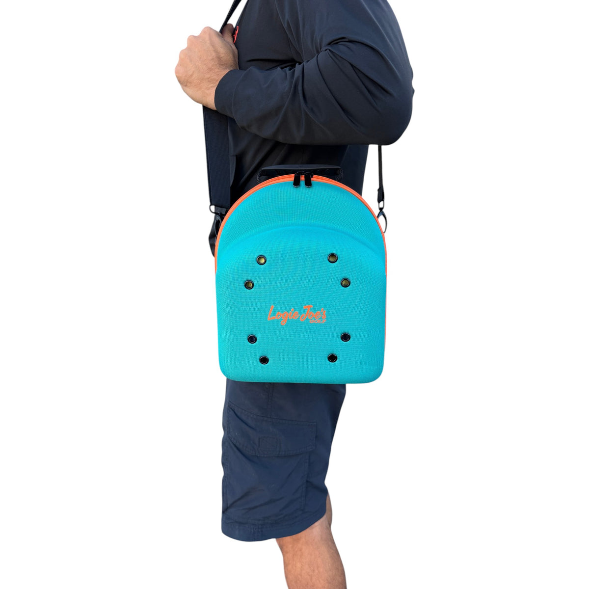 Teal/Orange Hat Caddy Travel Case | Hard Shell Hat Carrier Holds Up to 6 Hats | Protective Hat Storage Case with Adjustable Shoulder Strap