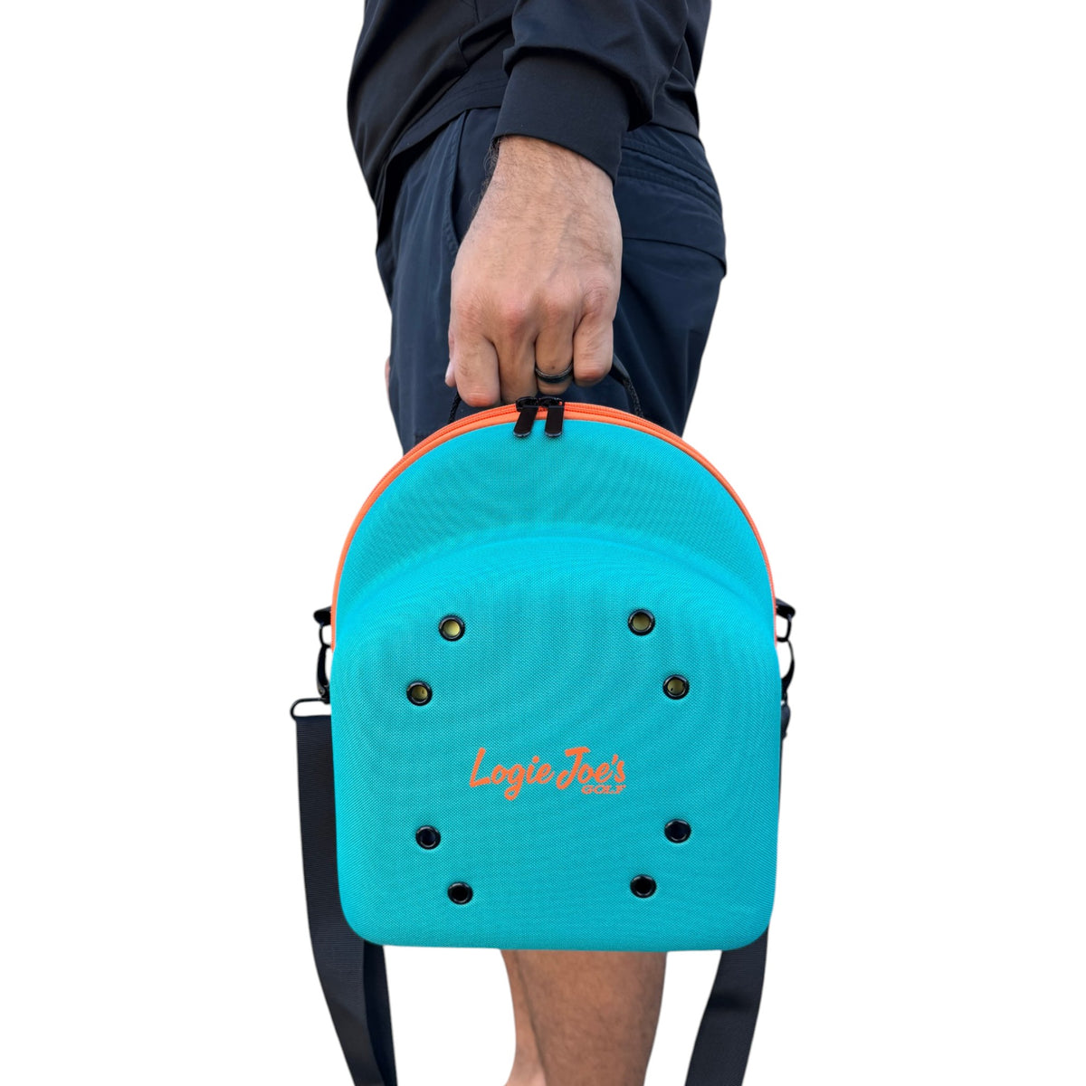 Teal/Orange Hat Caddy Travel Case | Hard Shell Hat Carrier Holds Up to 6 Hats | Protective Hat Storage Case with Adjustable Shoulder Strap