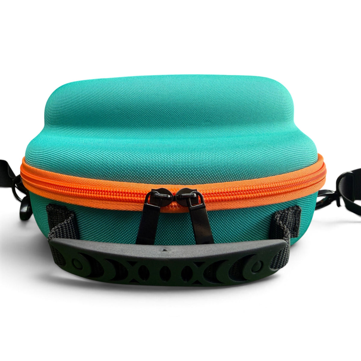 Teal/Orange Hat Caddy Travel Case | Hard Shell Hat Carrier Holds Up to 6 Hats | Protective Hat Storage Case with Adjustable Shoulder Strap