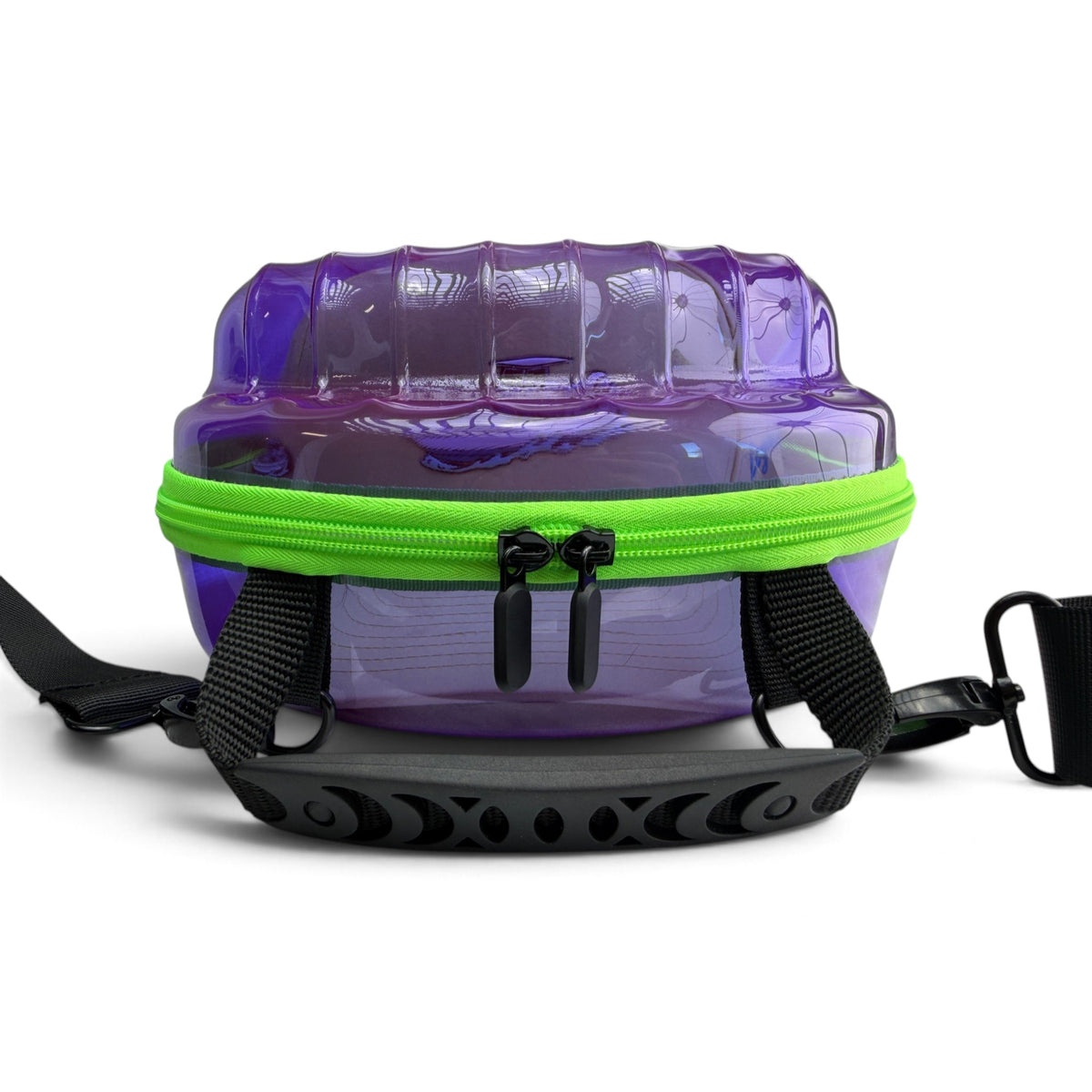 Purple/Green Hat Caddy Travel Case | Hard Shell Hat Carrier Holds Up to 8 Hats | Protective Hat Storage Case with Adjustable Shoulder Strap