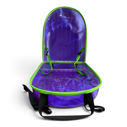 Purple/Green Hat Caddy Travel Case | Hard Shell Hat Carrier Holds Up to 8 Hats | Protective Hat Storage Case with Adjustable Shoulder Strap
