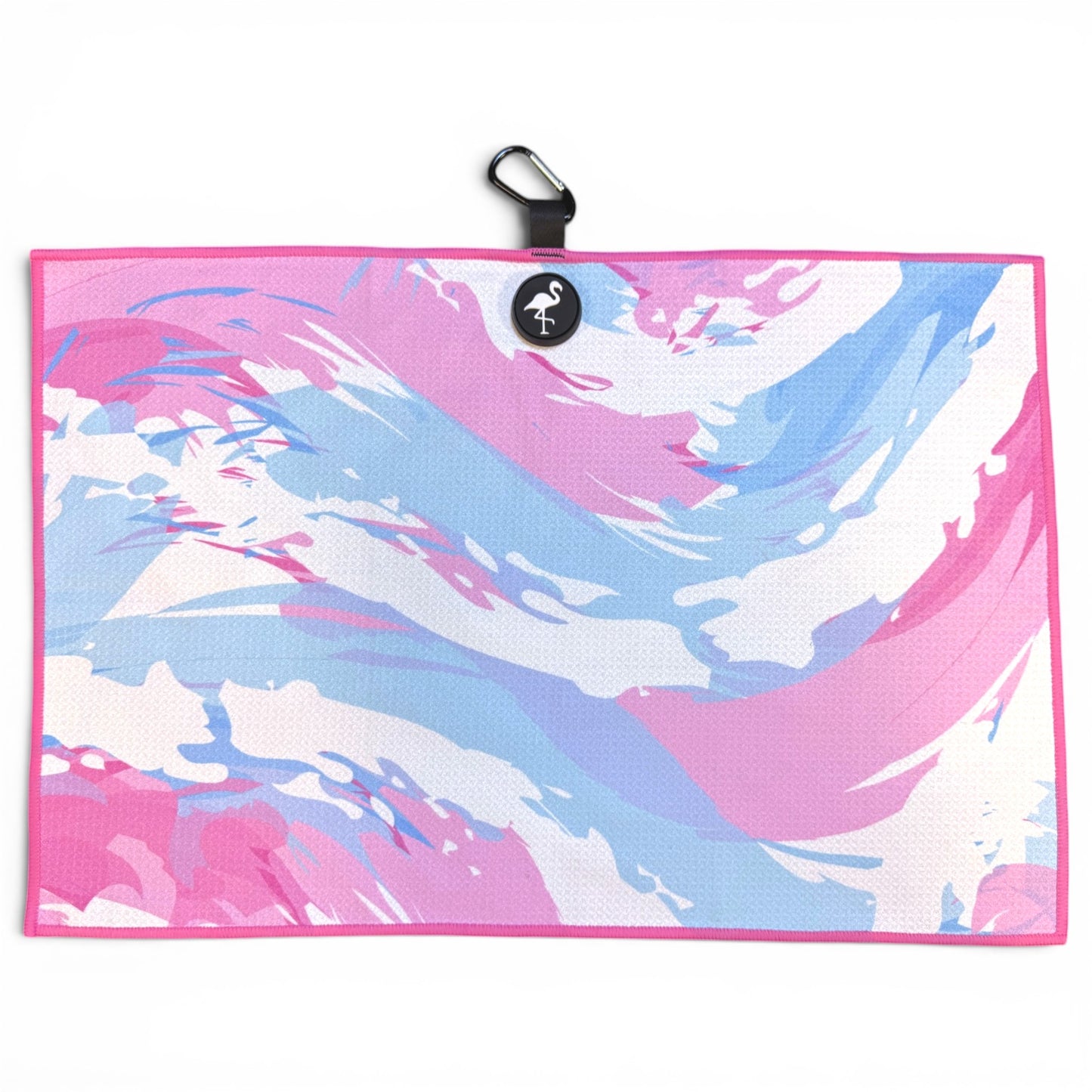 Cotton Candy Clouds Golf Towel | 24” x 16” Microfiber Towel | Magnetic Clip & Carabiner | Premium Golf Accessory