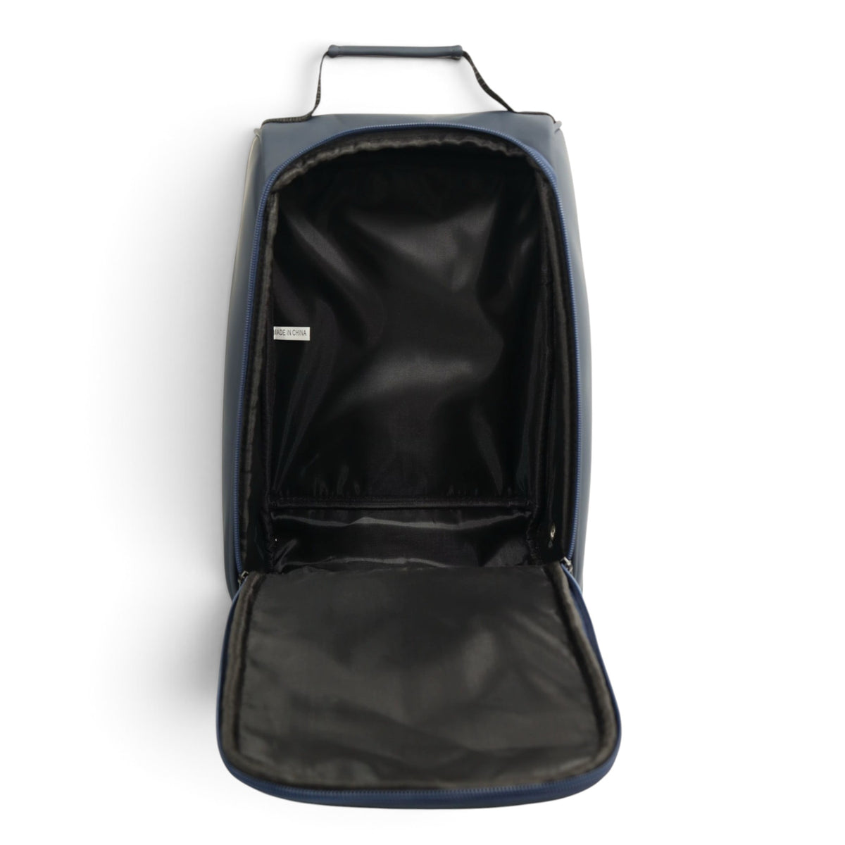 Golf Shoe Bag | Premium PU Leather Golf Shoe Organizer | Quilted Travel Shoe Case with Accessory Pocket, Carry Handle & Ventilation | Navy/White