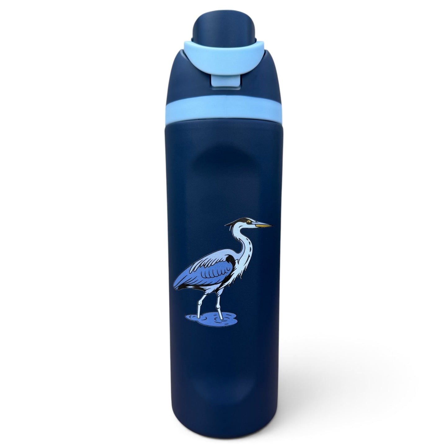 Great Blue Heron Hydration Bottle | 24oz Insulated Stainless Steel | Flip Straw Lid w/ Handle