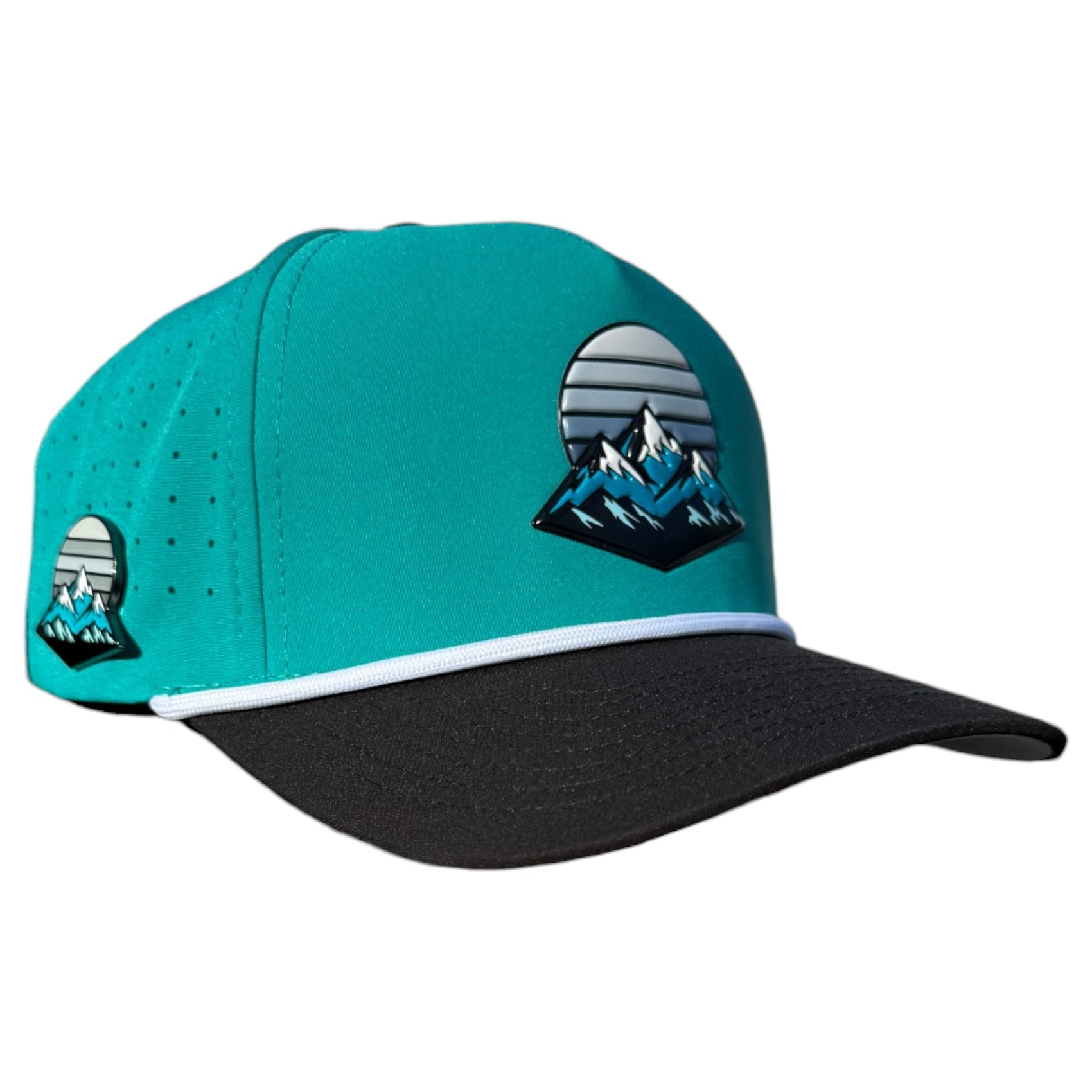 Mountain Moonrise Golf Hat | Snapback Cap | Built-in Magnetic Ball Marker Holder + Marker Included | Adjustable