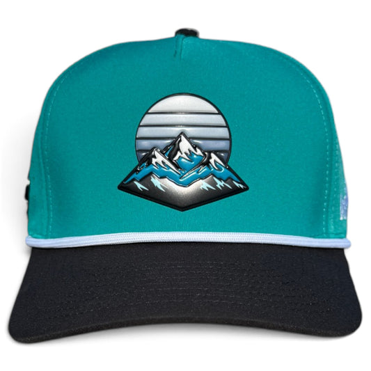 Mountain Moonrise Golf Hat | Snapback Cap | Built-in Magnetic Ball Marker Holder + Marker Included | Adjustable