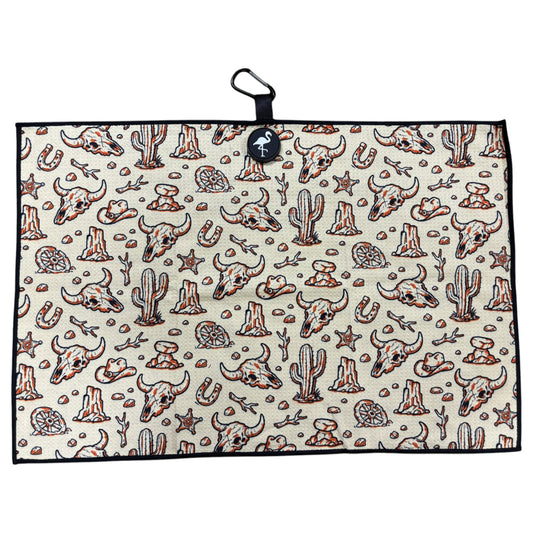 Badlands Golf Towel | 24” x 16” Microfiber Towel | Magnetic Clip & Carabiner | Premium Golf Accessory | Longhorn Desert Western