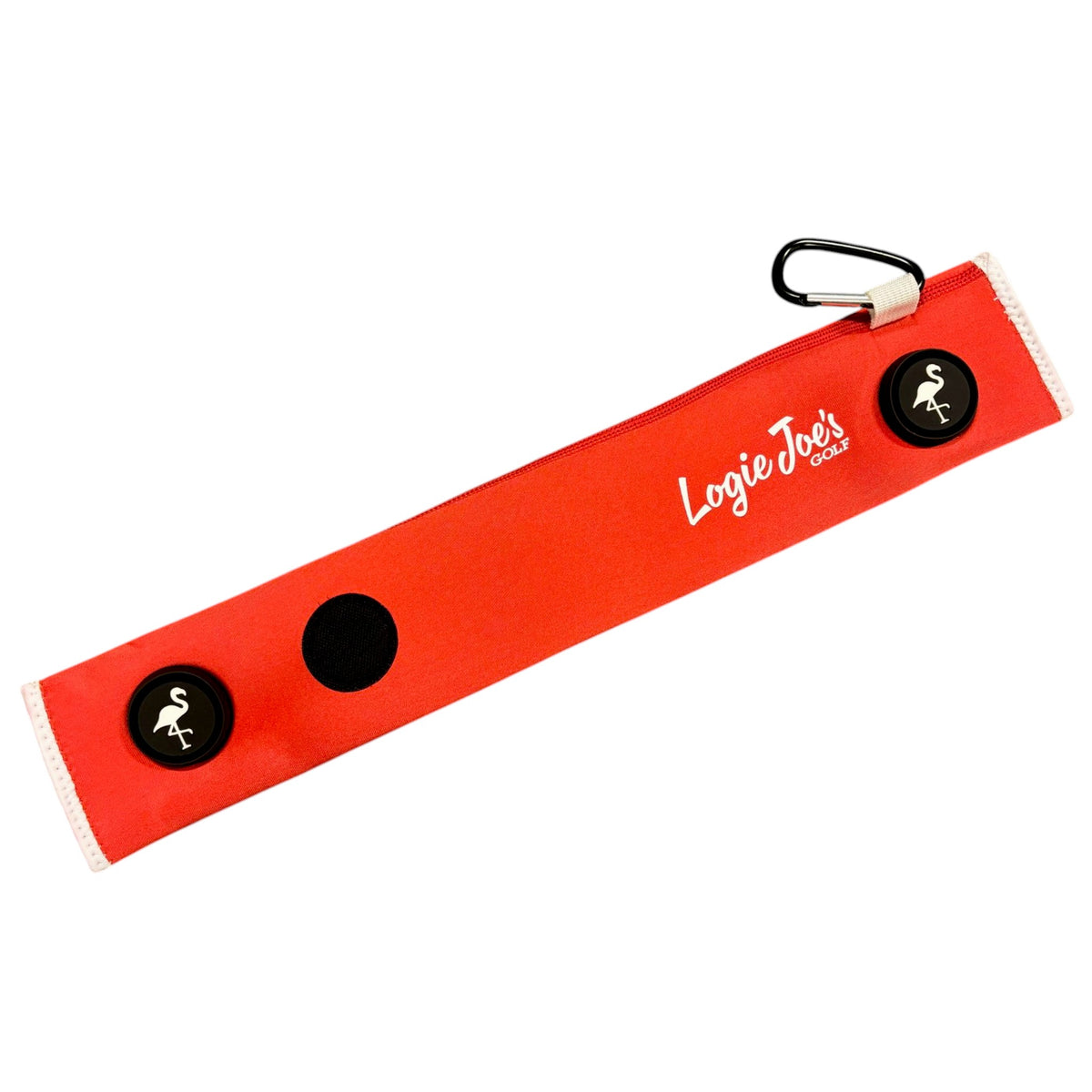 Red/White Magnetic Golf Cart Strap Sleeve | Neoprene Rubber | Dual Accessory Magnets | Glove Holder | Carabiner Bag Attachment | 18.5 x 3.5 in