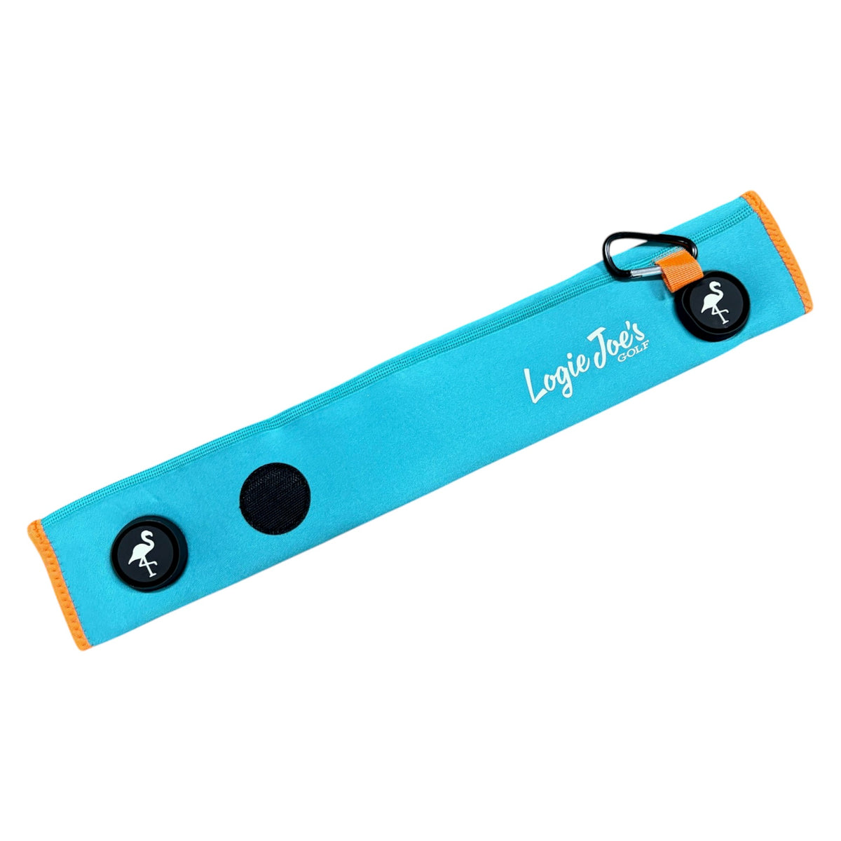 Teal/Orange Magnetic Golf Cart Strap Sleeve | Neoprene Rubber | Dual Accessory Magnets | Glove Holder | Carabiner Bag Attachment | 18.5 x 3.5 in