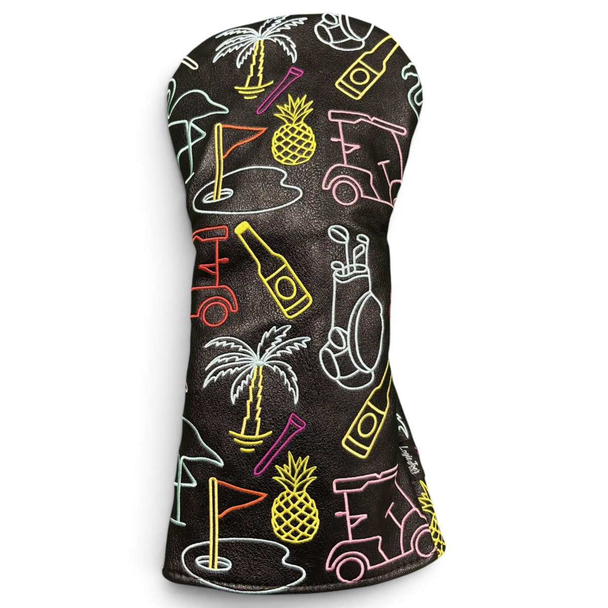Miami Slice Driver Headcover – Premium Faux Leather Driver Cover – Elastic Fit – Embroidered - Neon Lights