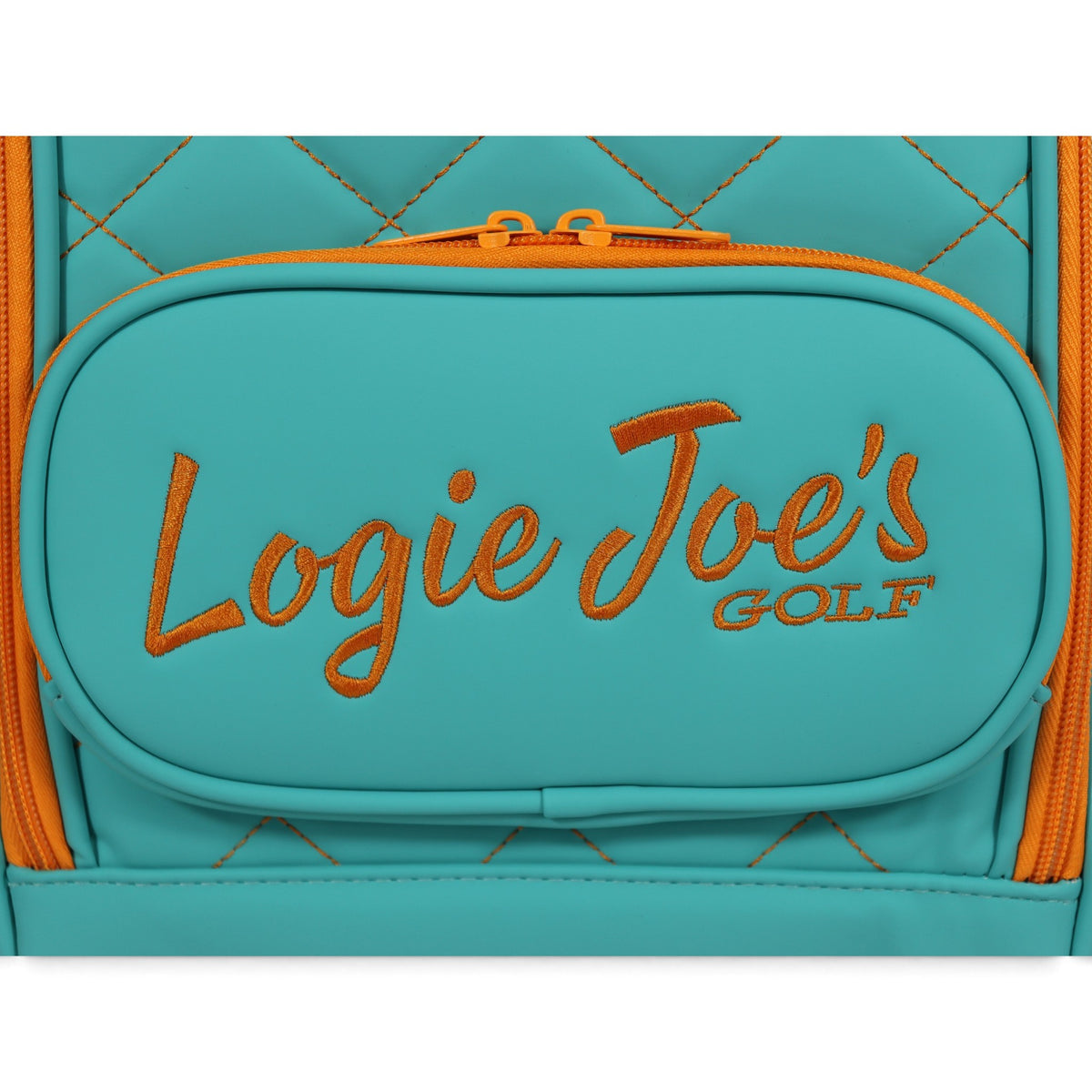 Teal/Orange Golf Shoe Bag | Premium PU Leather Golf Shoe Organizer | Quilted Travel Shoe Case with Accessory Pocket, Carry Handle & Ventilation