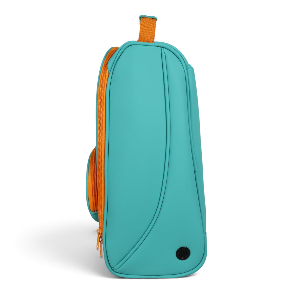 Teal/Orange Golf Shoe Bag | Premium PU Leather Golf Shoe Organizer | Quilted Travel Shoe Case with Accessory Pocket, Carry Handle & Ventilation