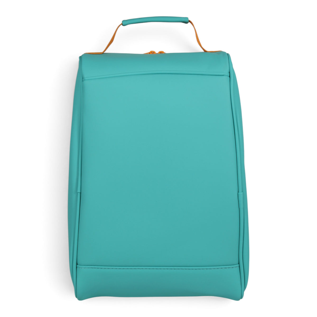 Teal/Orange Golf Shoe Bag | Premium PU Leather Golf Shoe Organizer | Quilted Travel Shoe Case with Accessory Pocket, Carry Handle & Ventilation
