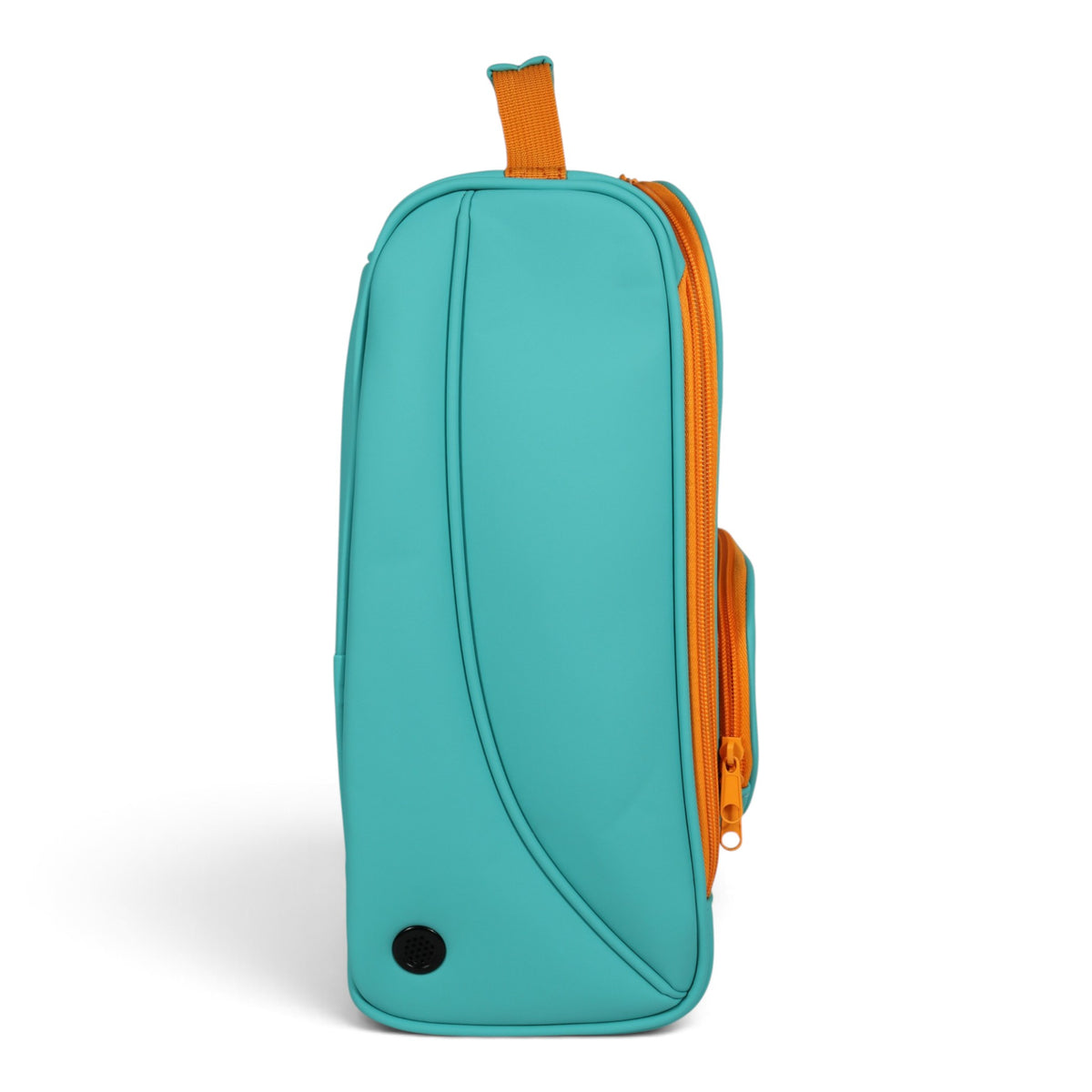 Teal/Orange Golf Shoe Bag | Premium PU Leather Golf Shoe Organizer | Quilted Travel Shoe Case with Accessory Pocket, Carry Handle & Ventilation