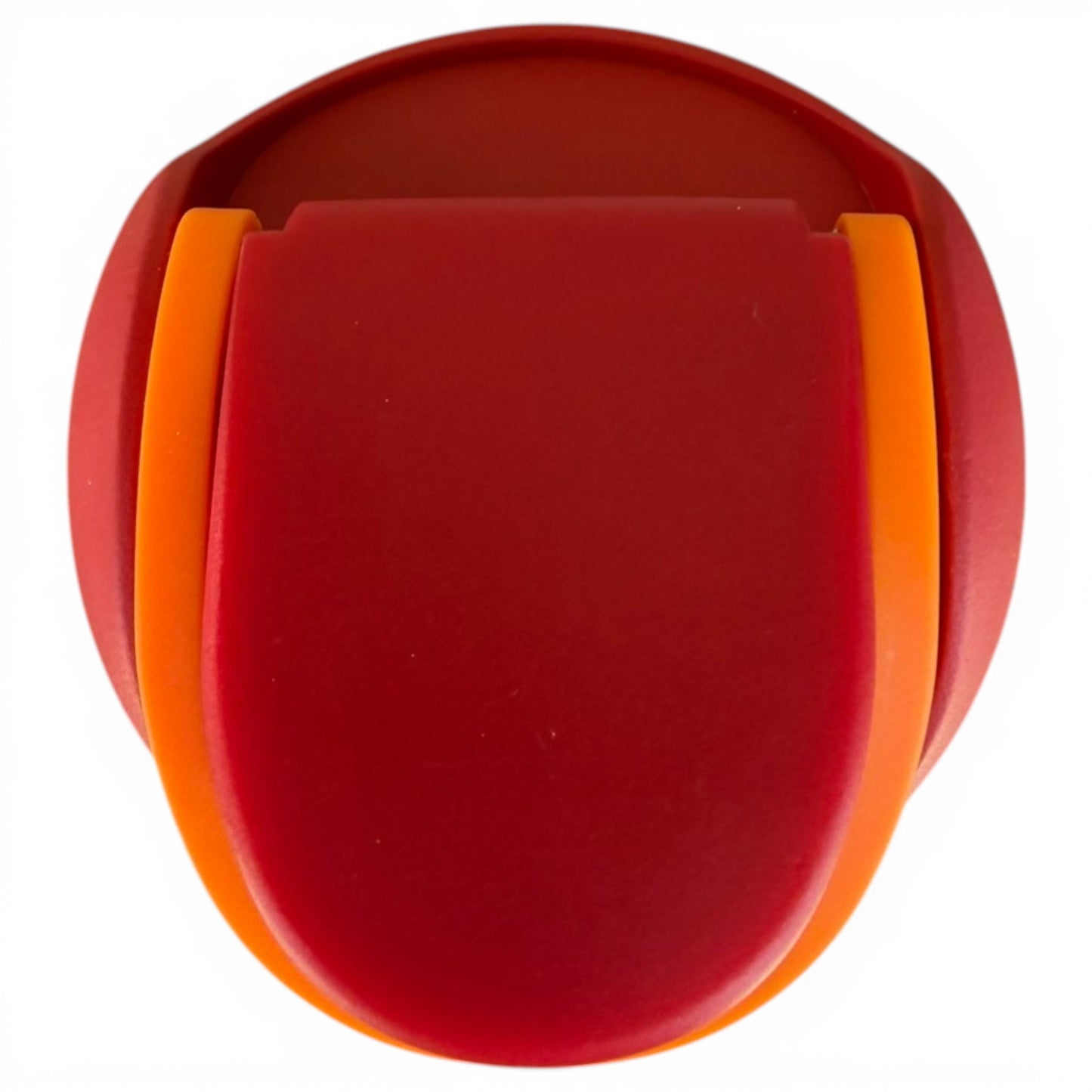 A vibrant red and orange Hydration Bottle – Parrot Patrol (32oz insulated stainless steel, flip straw lid with handle) is shown from above on a white background, featuring a modern rounded design.