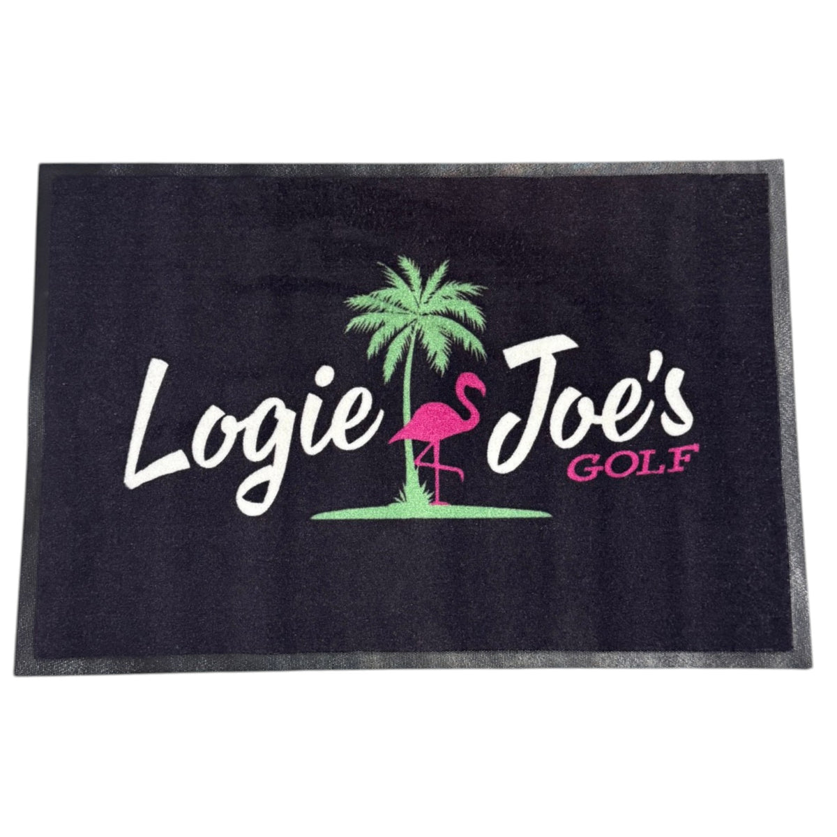 Logie Joe's Logo Black | Golf Shop Mat Rug | 24"x 36" Rectangle | Golf Accessory